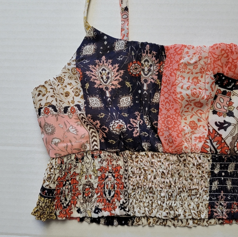 Patchwork Print Cropped Cami Tank - image 2